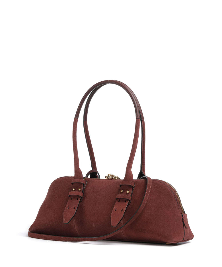 Pinko Bowling Horizontal Big Shoulder bag burgundy wine/antique gold