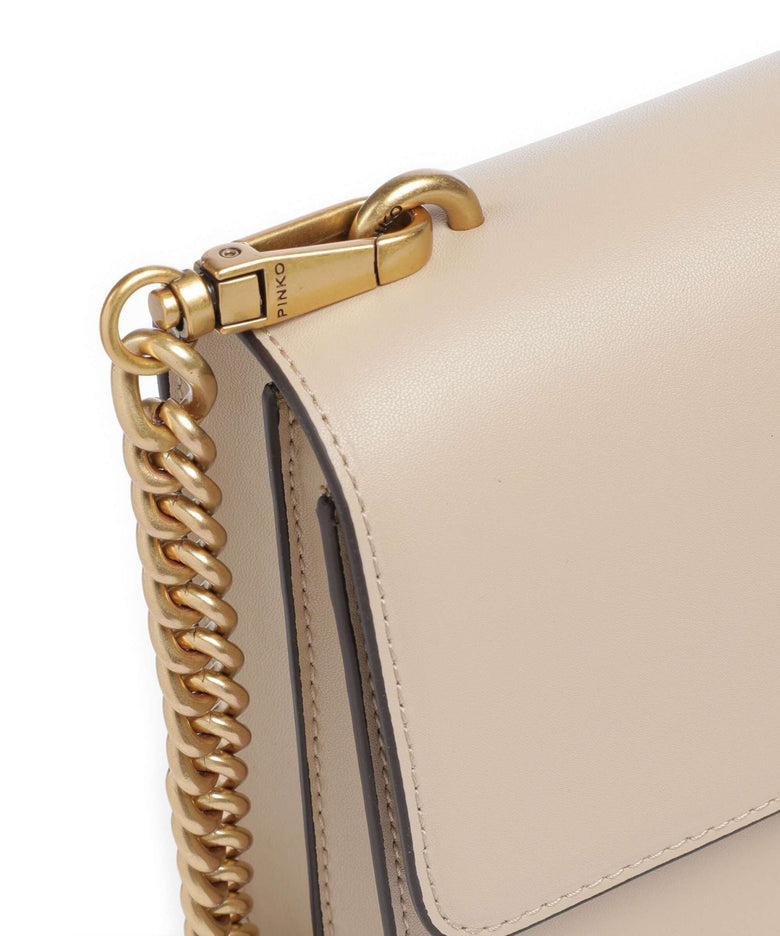 Pinko Love One Classic New Buckle Crossbody bag beige/grigio fumo/antique gold