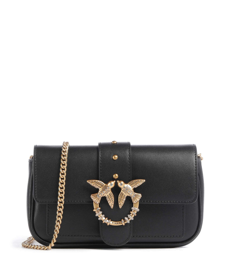 Pinko Love One Pocket New Buckle Crossbody bag nero/antique gold