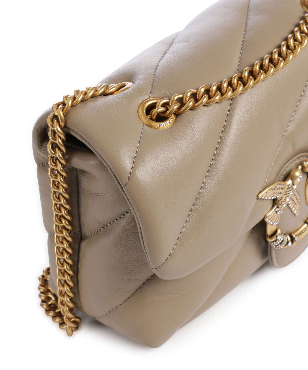Pinko Love Puff Mini New Buckle Shoulder bag grigio talpa/antique gold