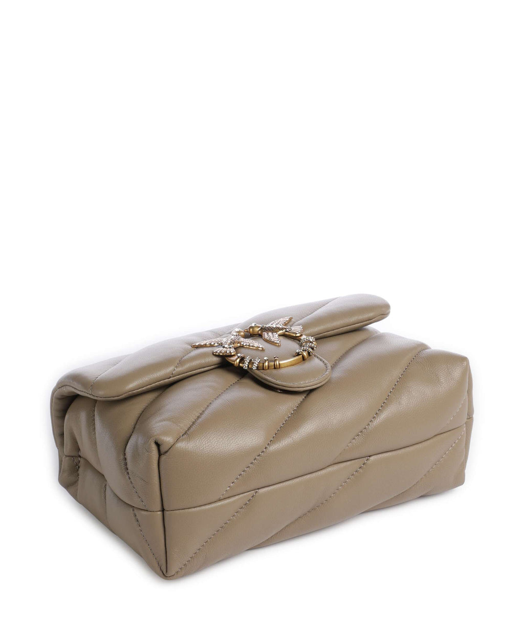 Pinko Love Puff Mini New Buckle Shoulder bag grigio talpa/antique gold