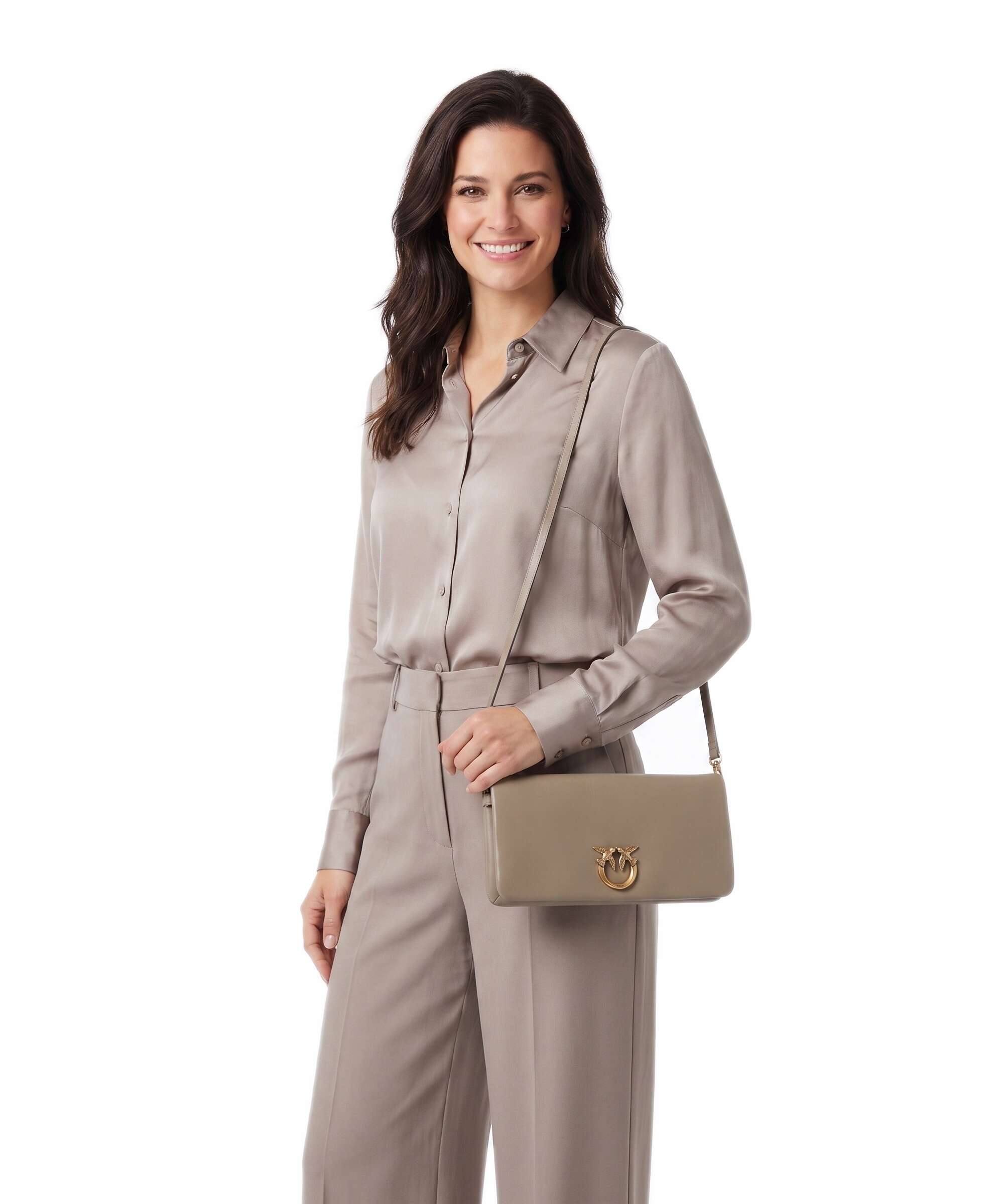 Pinko Click Soft Classic Crossbody bag grigio talpa/antique gold