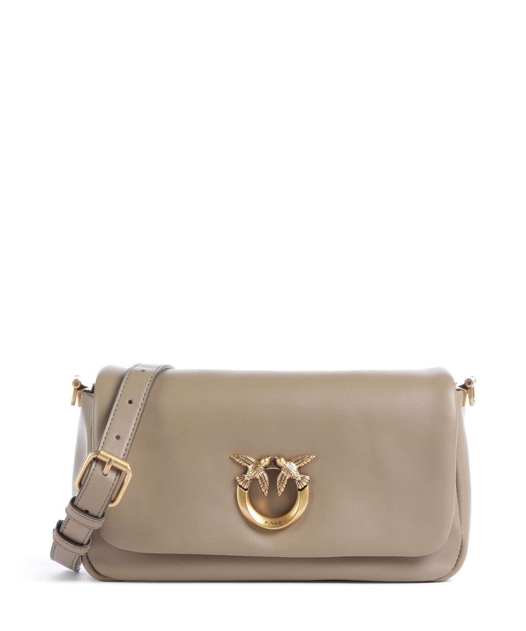 Pinko Click Soft Horizontal Mini Crossbody bag grigio talpa/antique gold