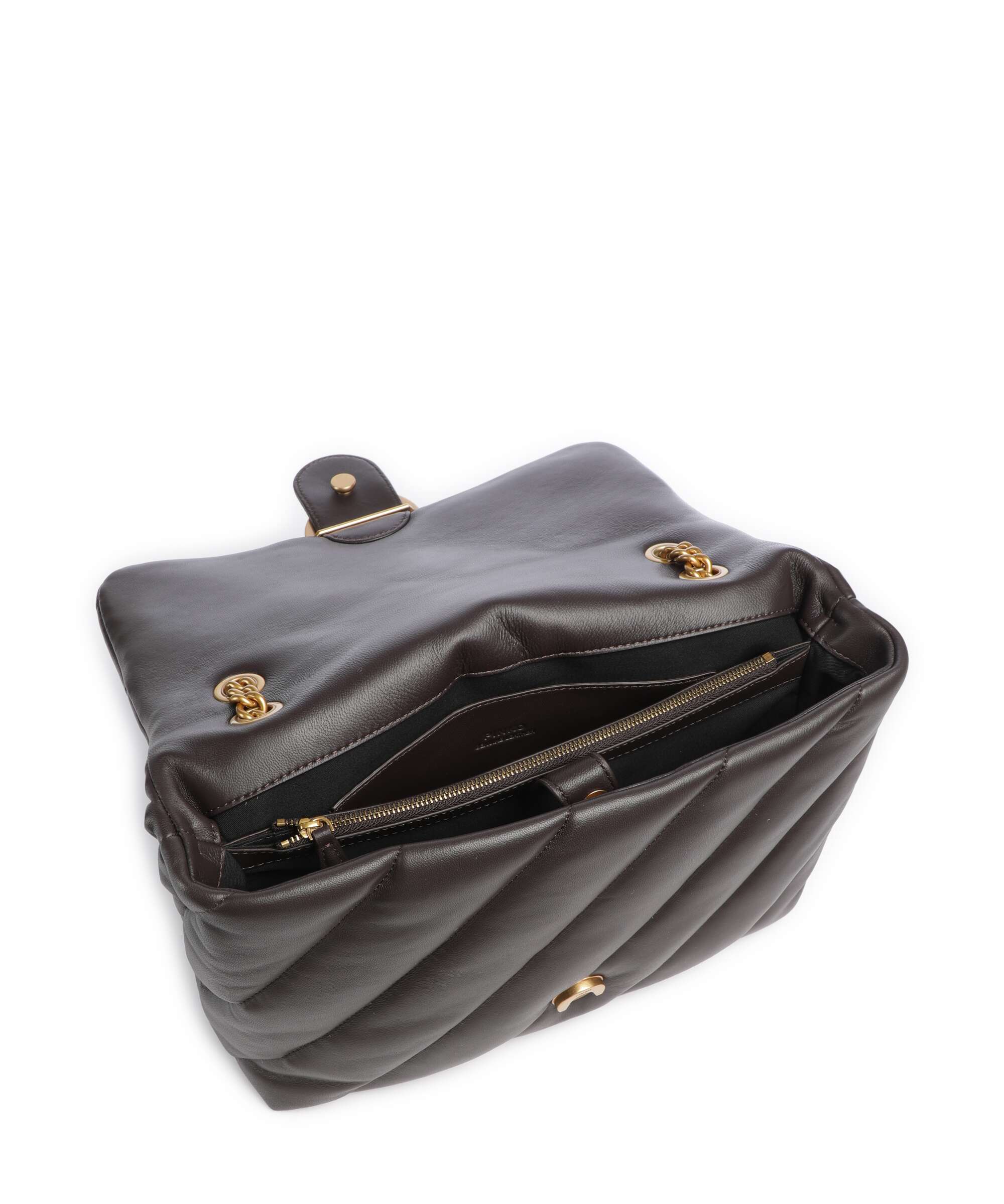 Pinko Love Puff Big Shoulder bag marrone marasca/antique gold