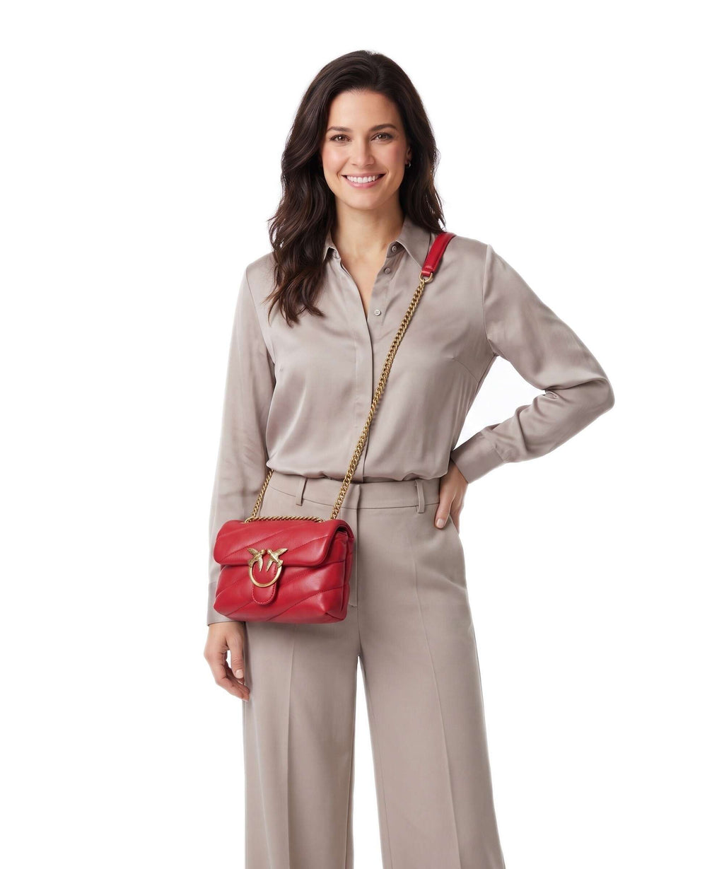Pinko Love Puff Baby Shoulder bag rosso rio/antique gold
