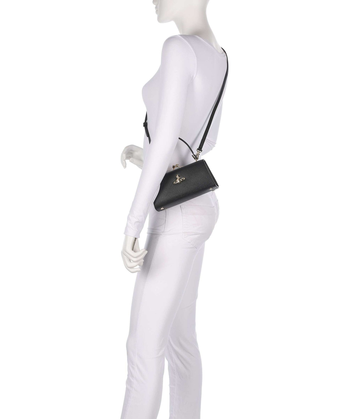 Vivienne Westwood Doll Frame Saffiano XL Handbag black