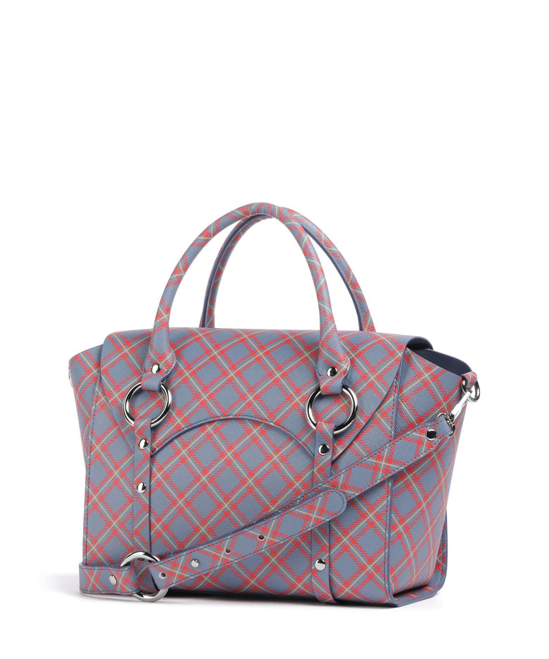 Vivienne Westwood Betty Saffiano Printed Medium Handbag blue/orange tartan