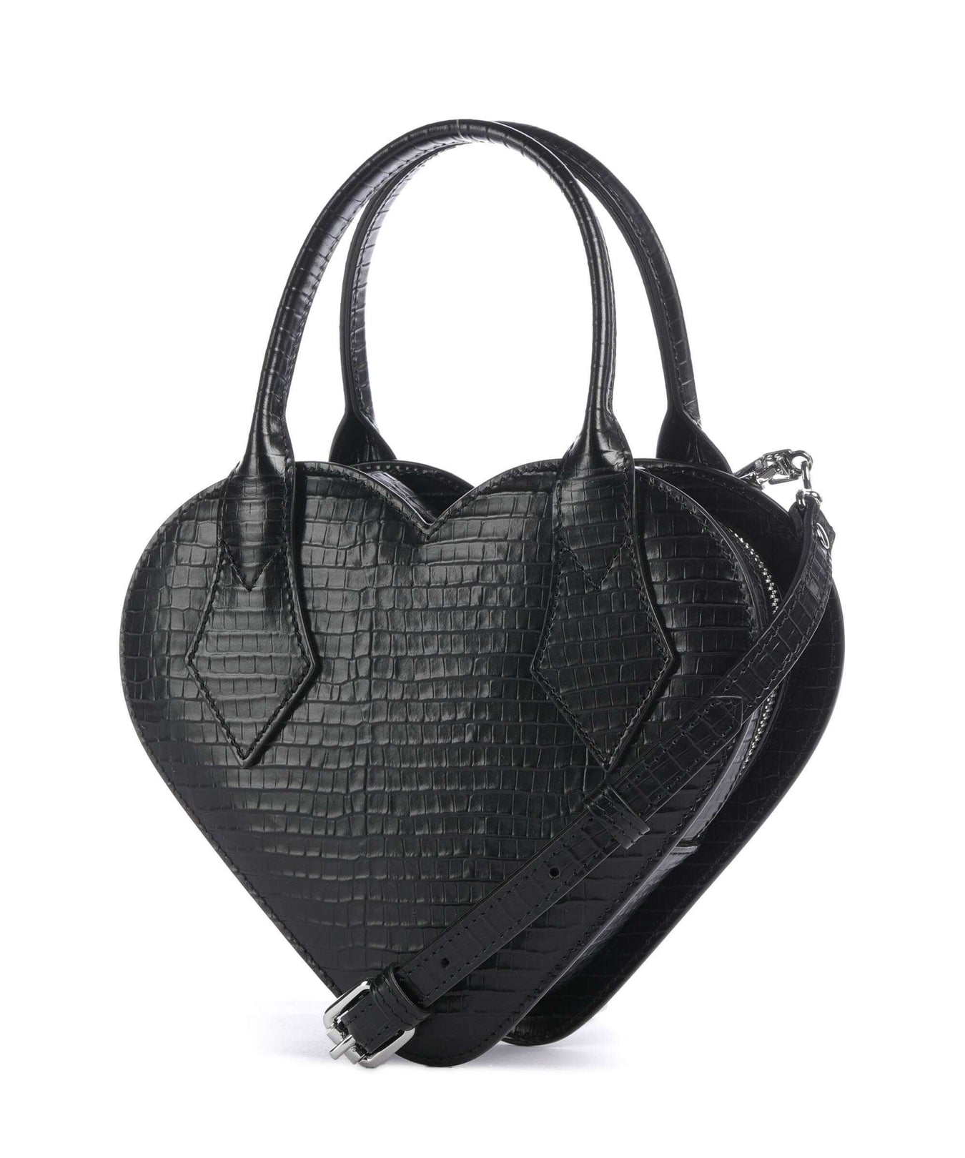 Vivienne Westwood Josephine Heart Embossed Croc Mini Handbag black