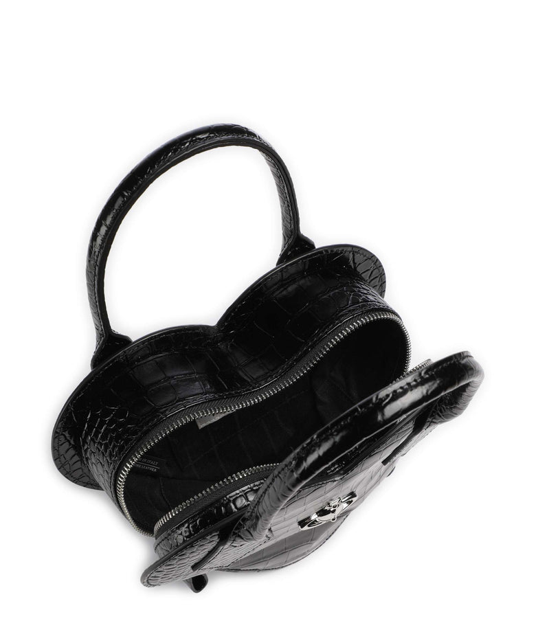 Vivienne Westwood Josephine Heart Embossed Croc Handbag black
