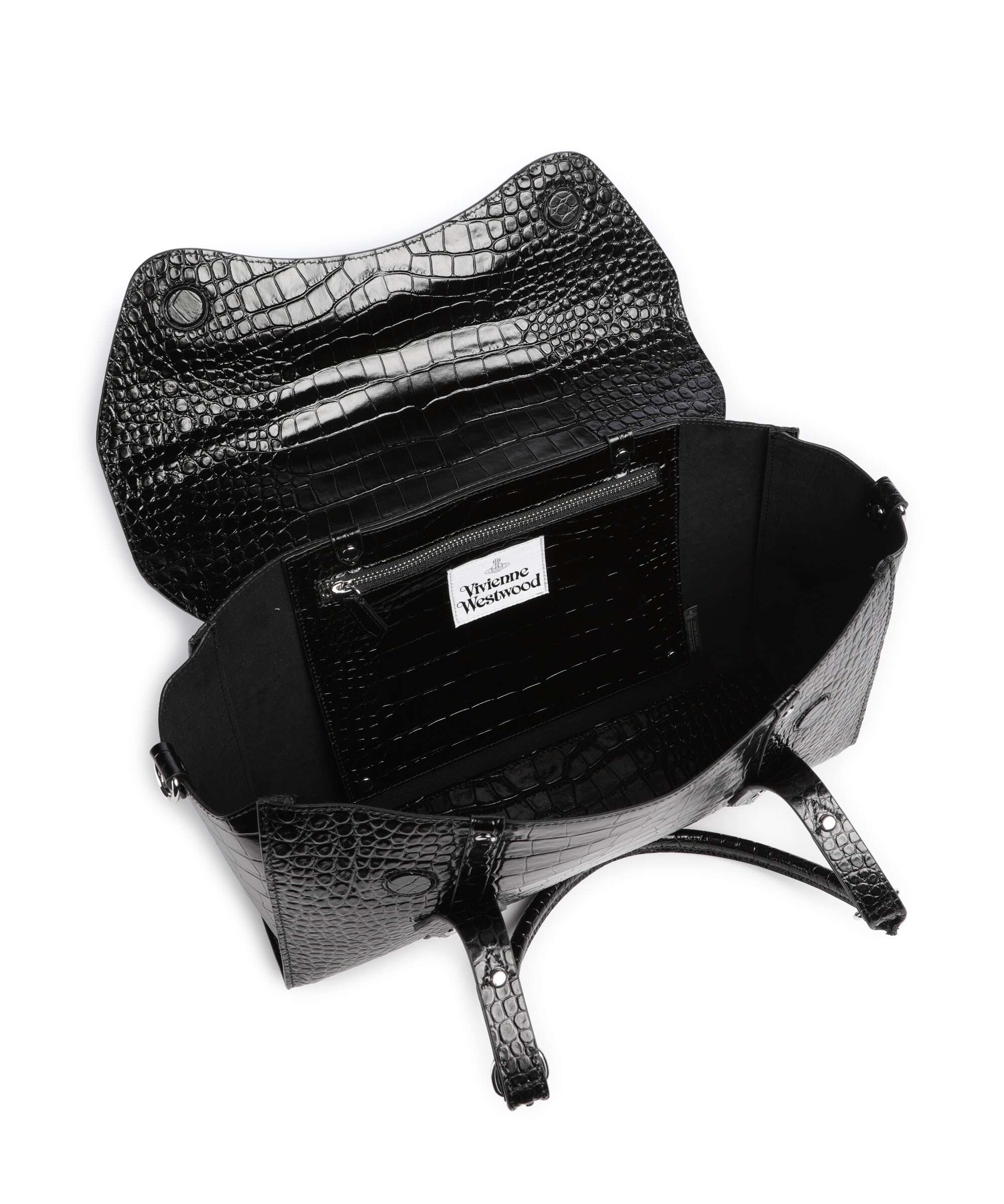 Vivienne Westwood Bettina Embossed Croc Medium Tote bag black