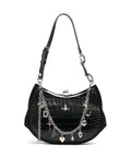 Vivienne Westwood Charm Frame Embossed Croc Shoulder bag black charms