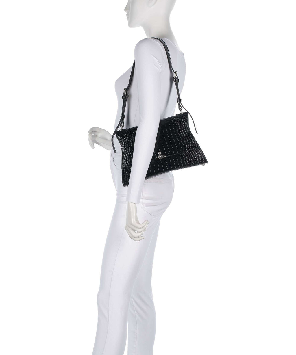 Vivienne Westwood Bianca Embossed Croc M Shoulder bag black