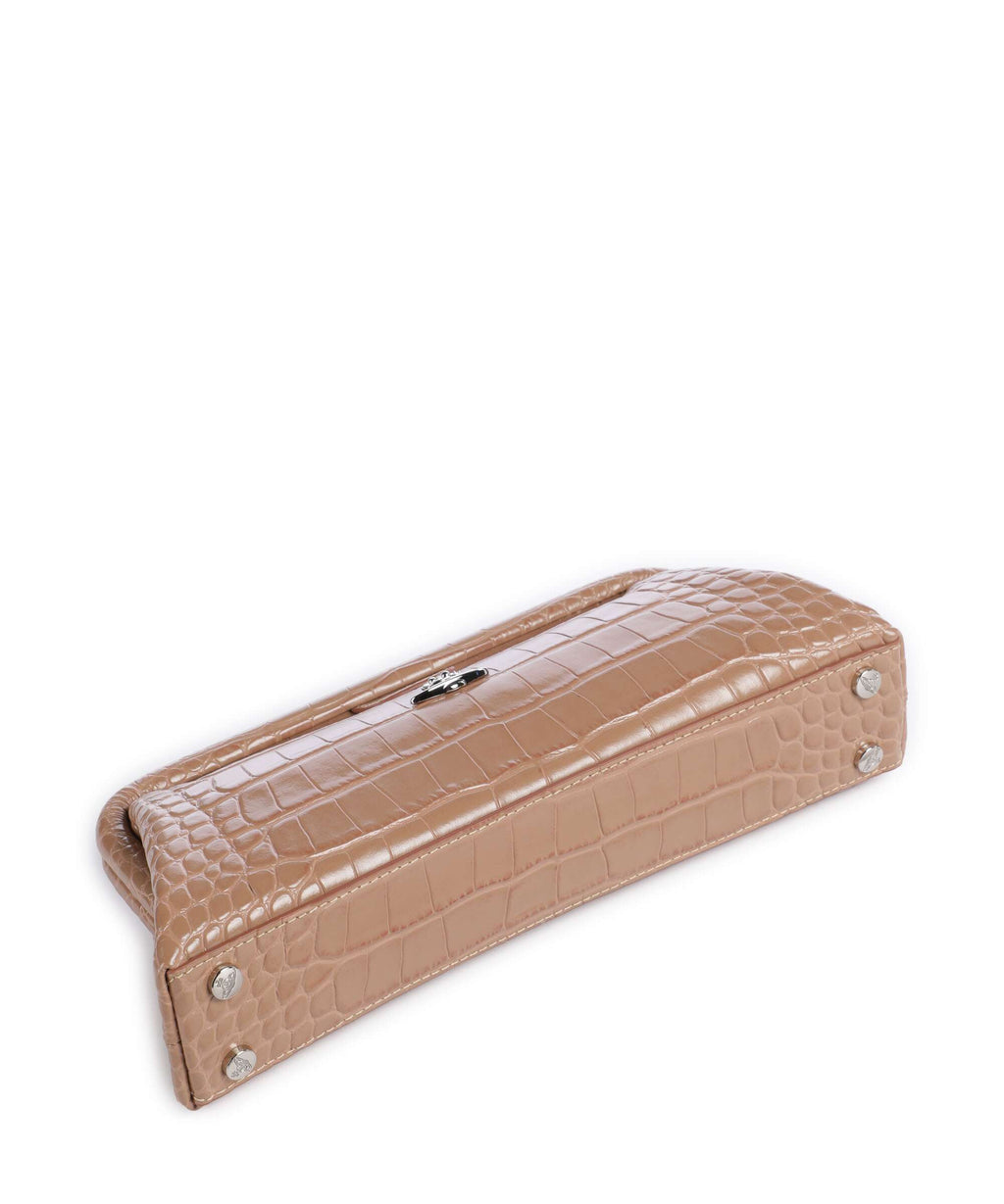 Vivienne Westwood Jane Frame Embossed Croc Shoulder bag dusty pink