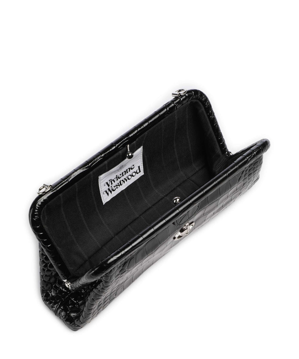 Vivienne Westwood Jane Frame Embossed Croc Shoulder bag black