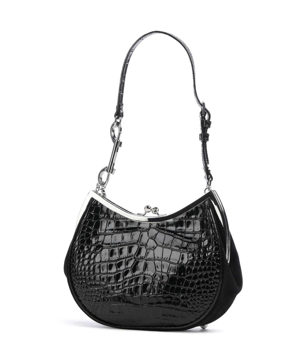 Vivienne Westwood Charm Frame Embossed Croc Shoulder bag black
