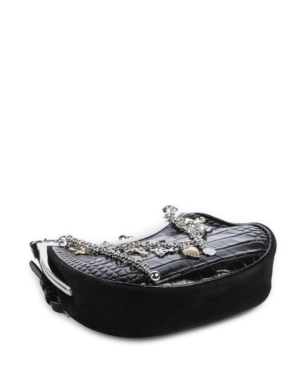 Vivienne Westwood Charm Frame Embossed Croc Shoulder bag black