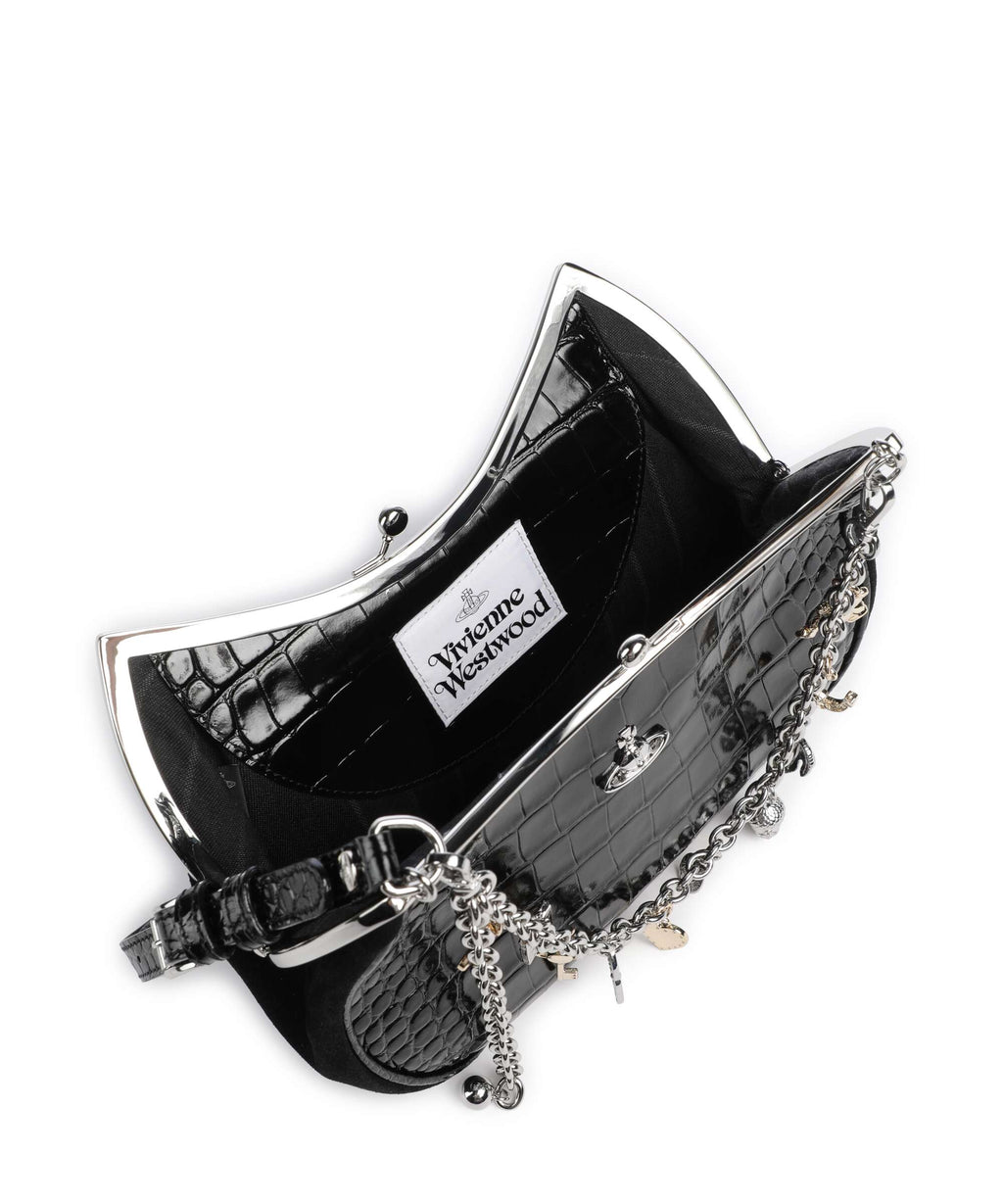 Vivienne Westwood Charm Frame Embossed Croc Shoulder bag black