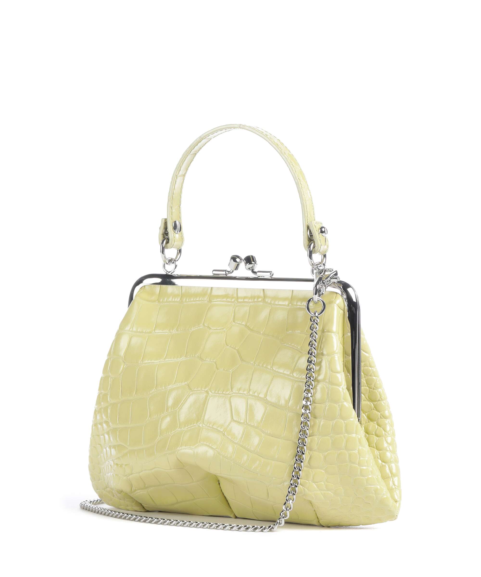 Vivienne Westwood Granny Frame Embossed Croc Handbag lime green