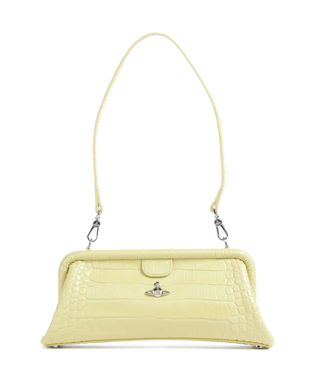 Vivienne Westwood Jane Frame Embossed Croc Shoulder bag lime green