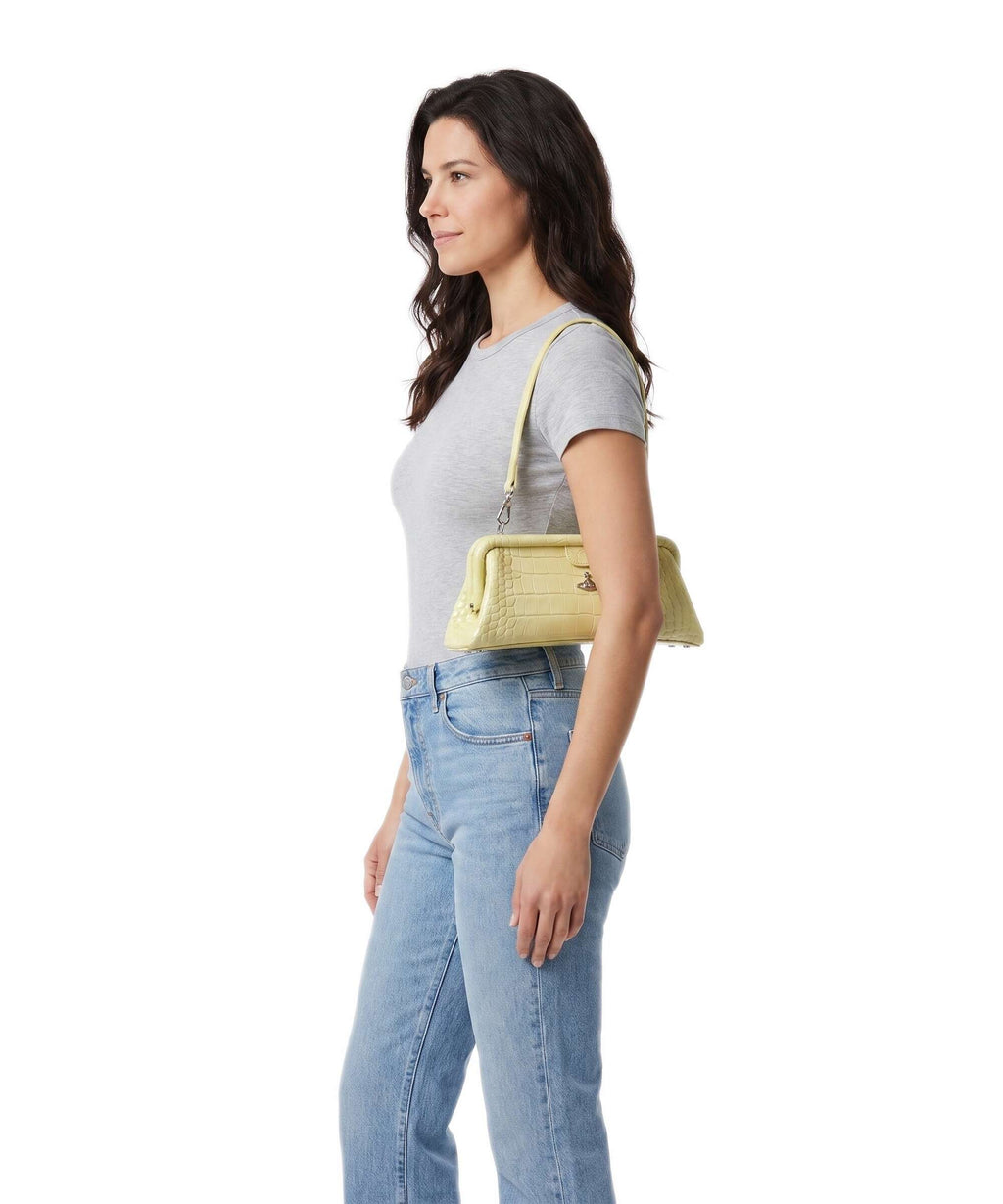 Vivienne Westwood Jane Frame Embossed Croc Shoulder bag lime green
