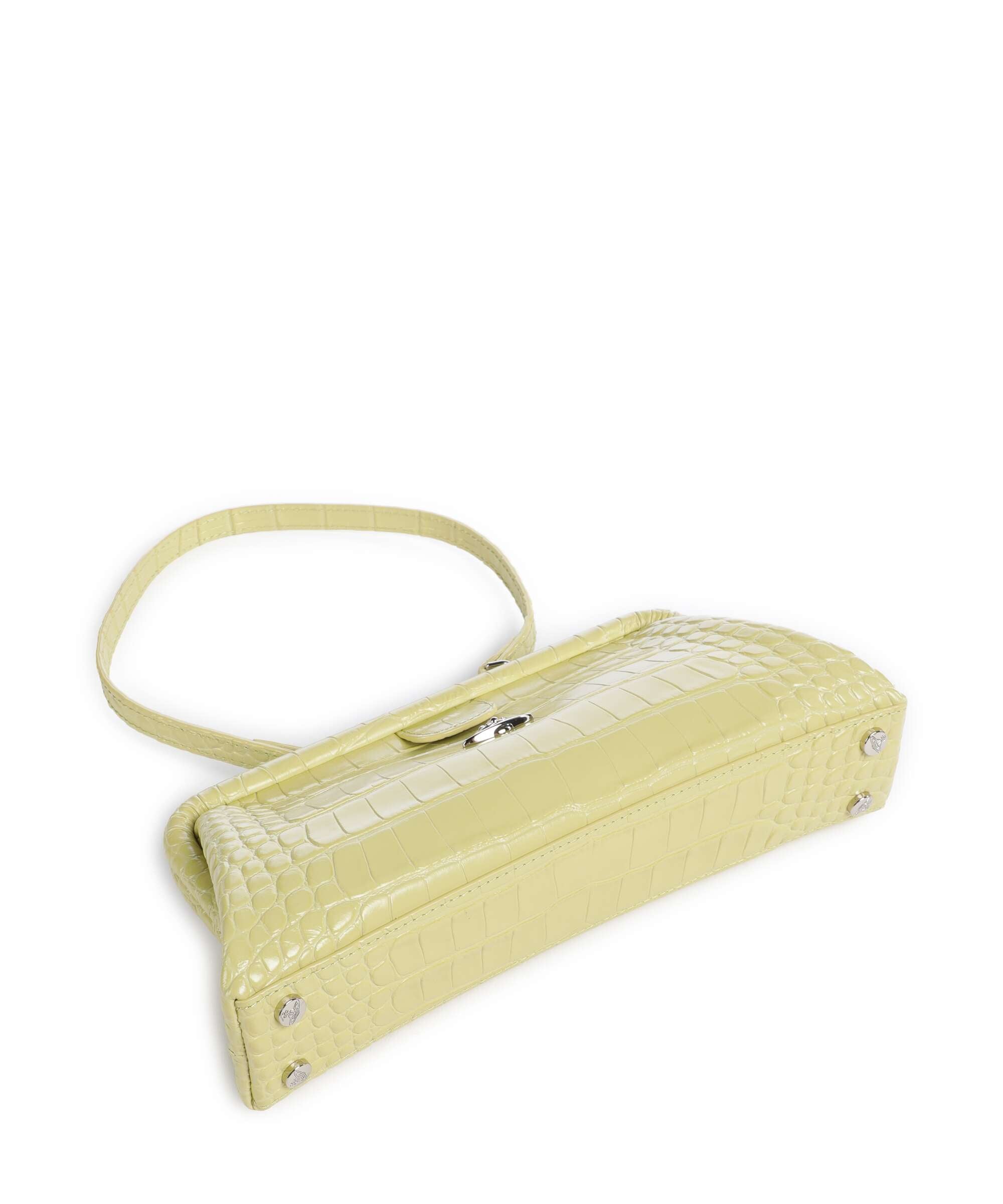 Vivienne Westwood Jane Frame Embossed Croc Shoulder bag lime green