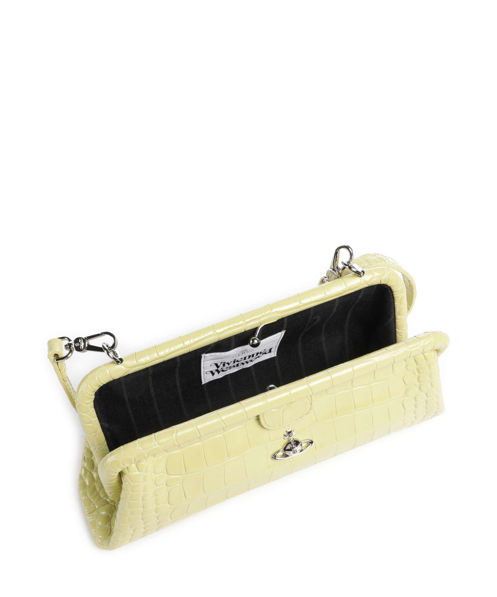Vivienne Westwood Jane Frame Embossed Croc Shoulder bag lime green