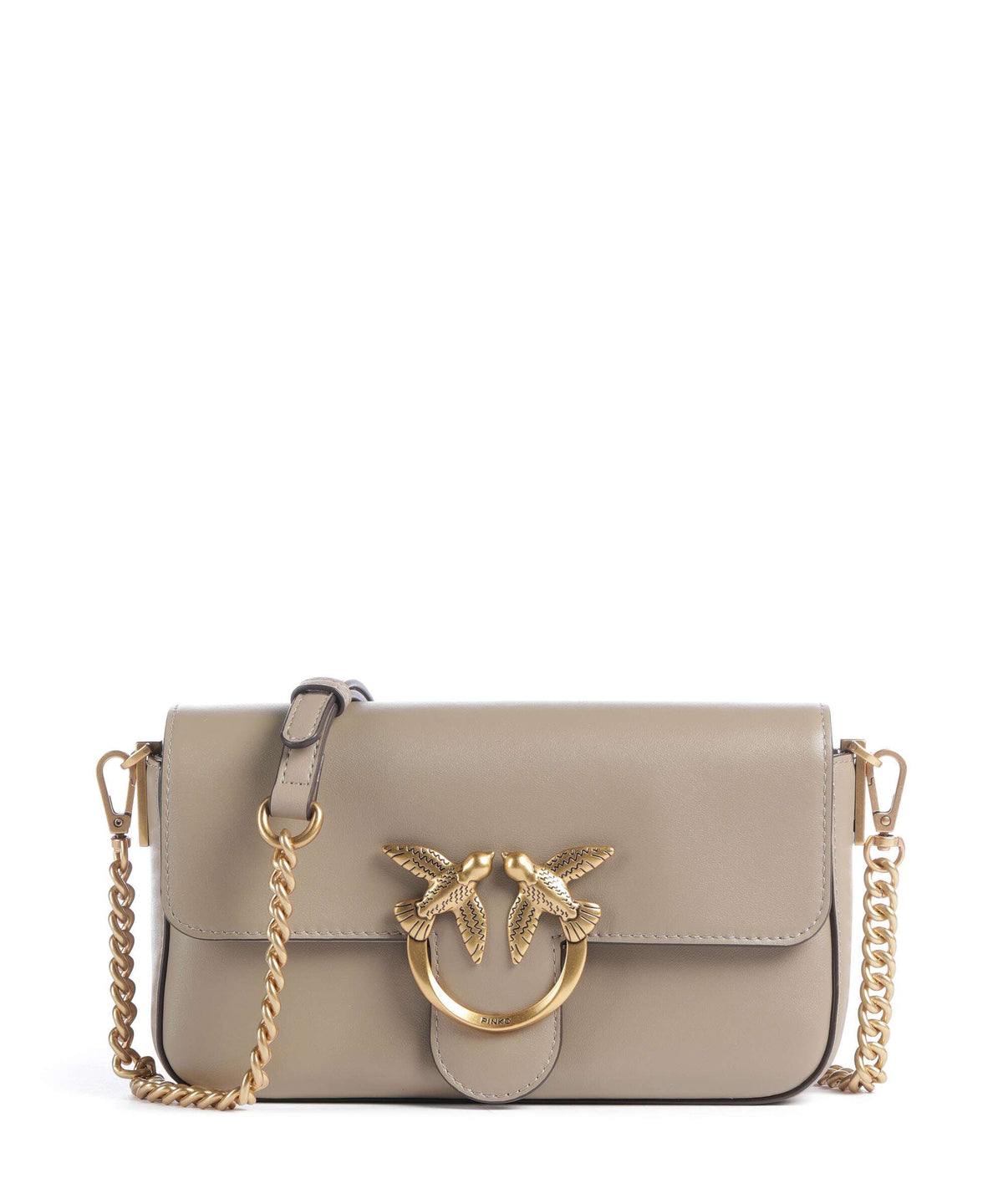 Pinko Love One Mini Slouchy Crossbody bag grigio talpa/antique gold