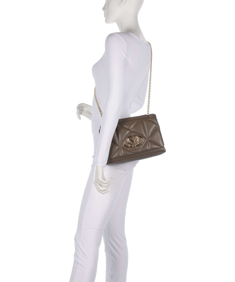 Love Moschino Embossed Q Shoulder bag mud