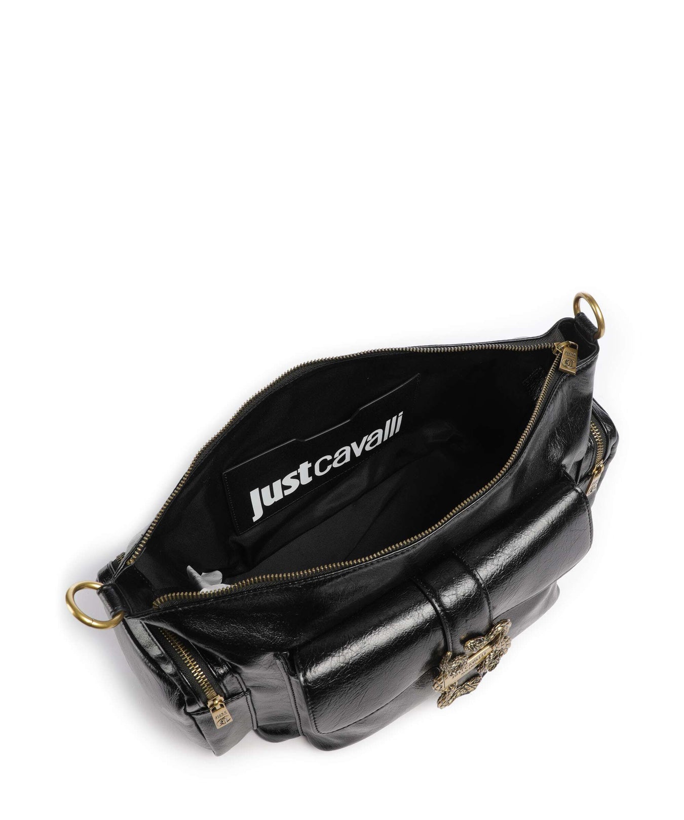 Just Cavalli Iconic Snakes Pockets Shoulder bag black