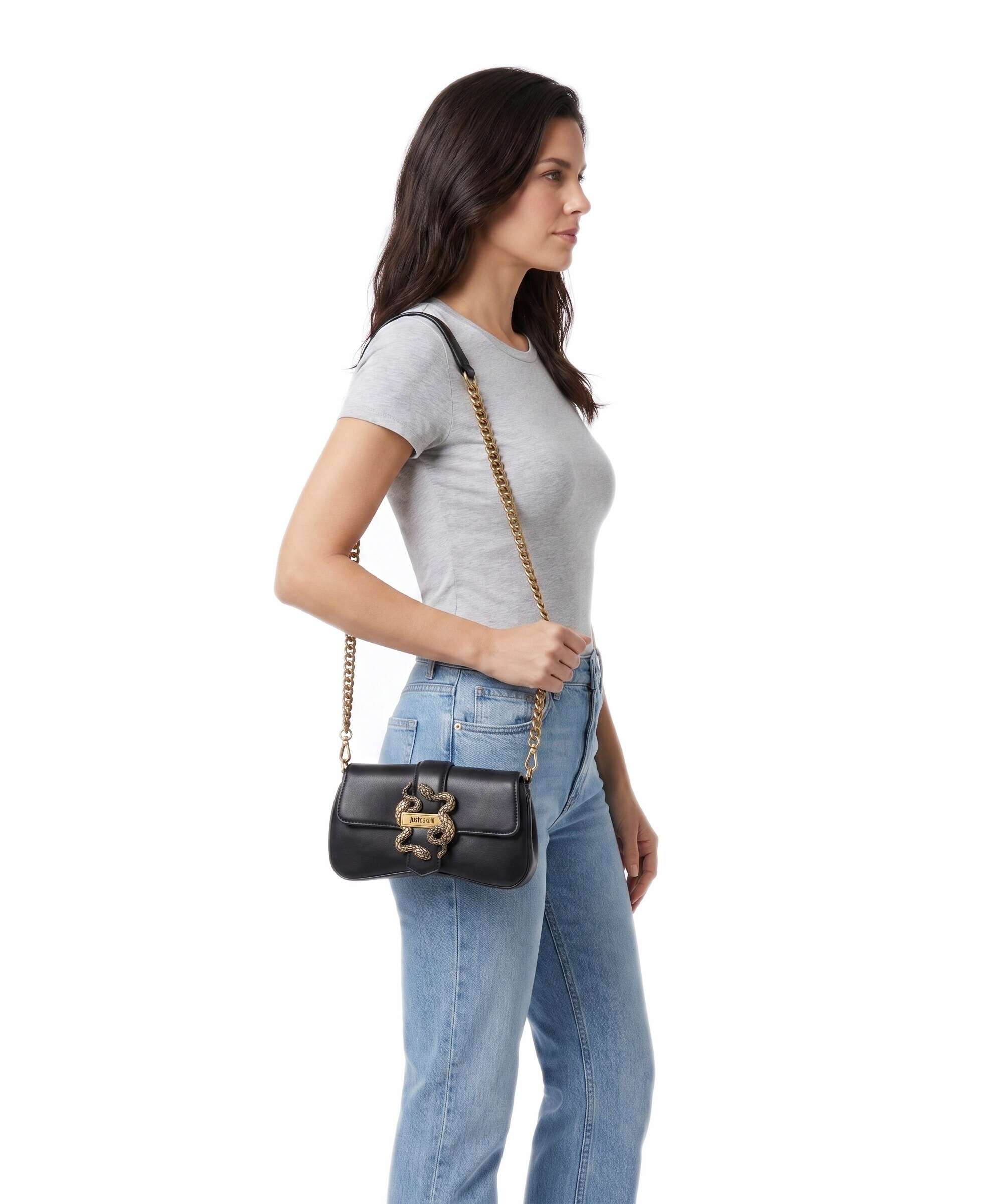 Just Cavalli Iconic Snakes Crossbody bag black