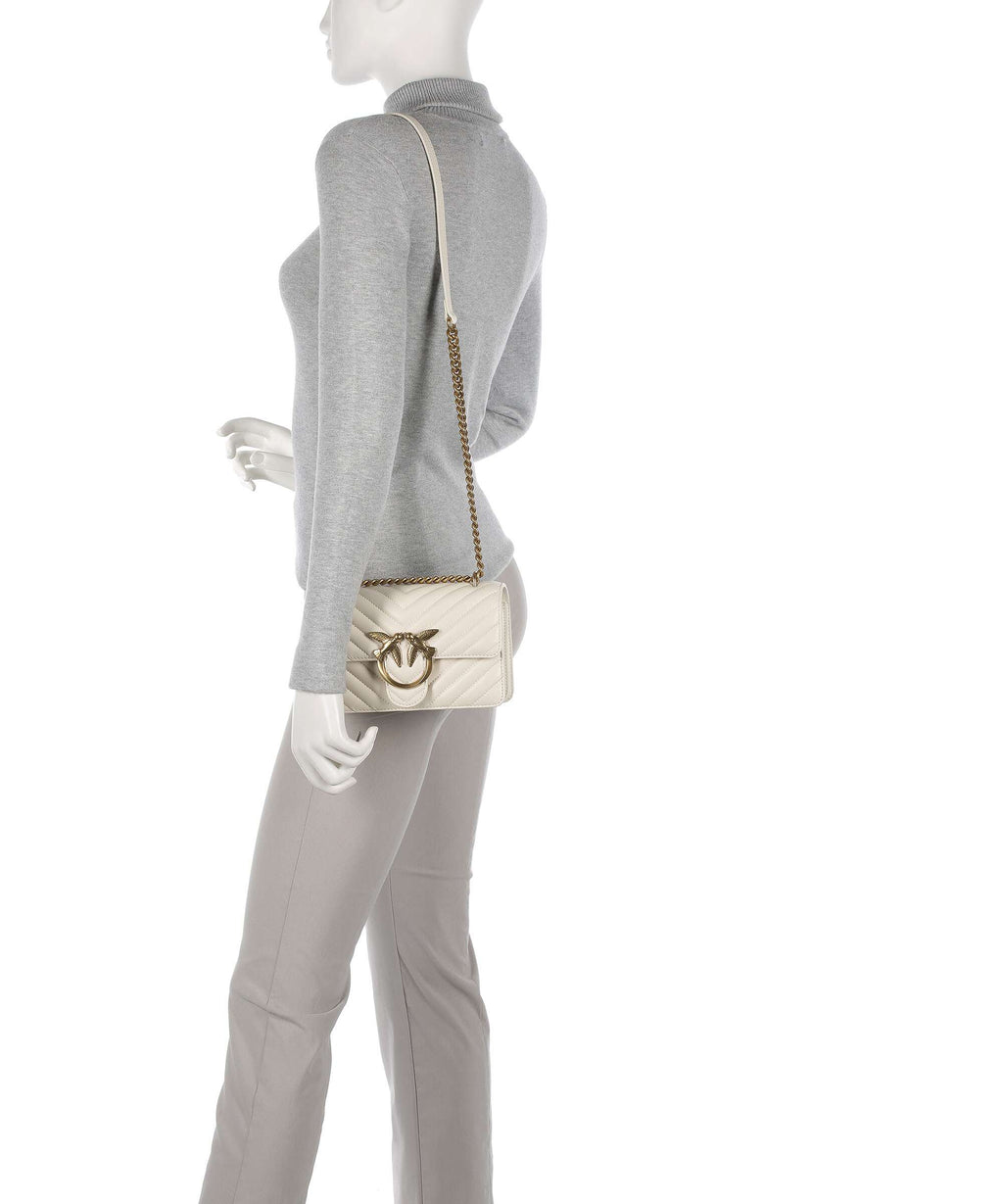 Pinko Love One Mini Shoulder bag bianco seta/antique gold