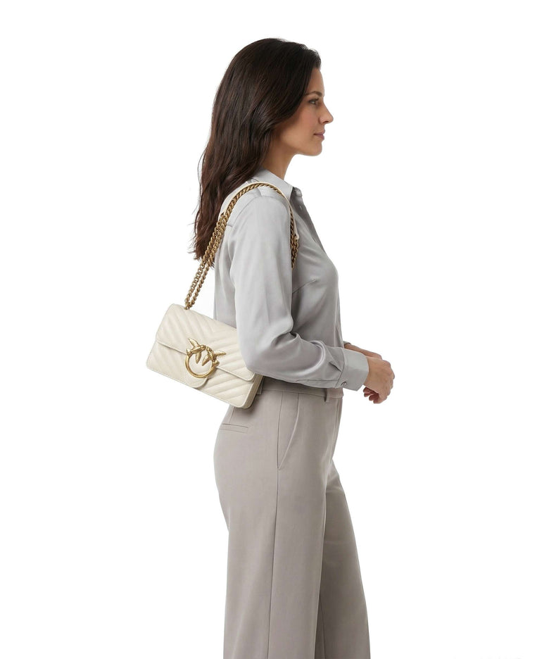 Pinko Love One Mini Shoulder bag bianco seta/antique gold