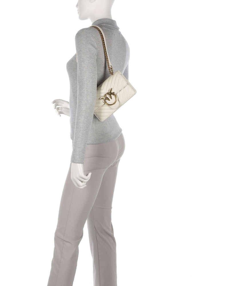 Pinko Love One Mini Shoulder bag bianco seta/antique gold