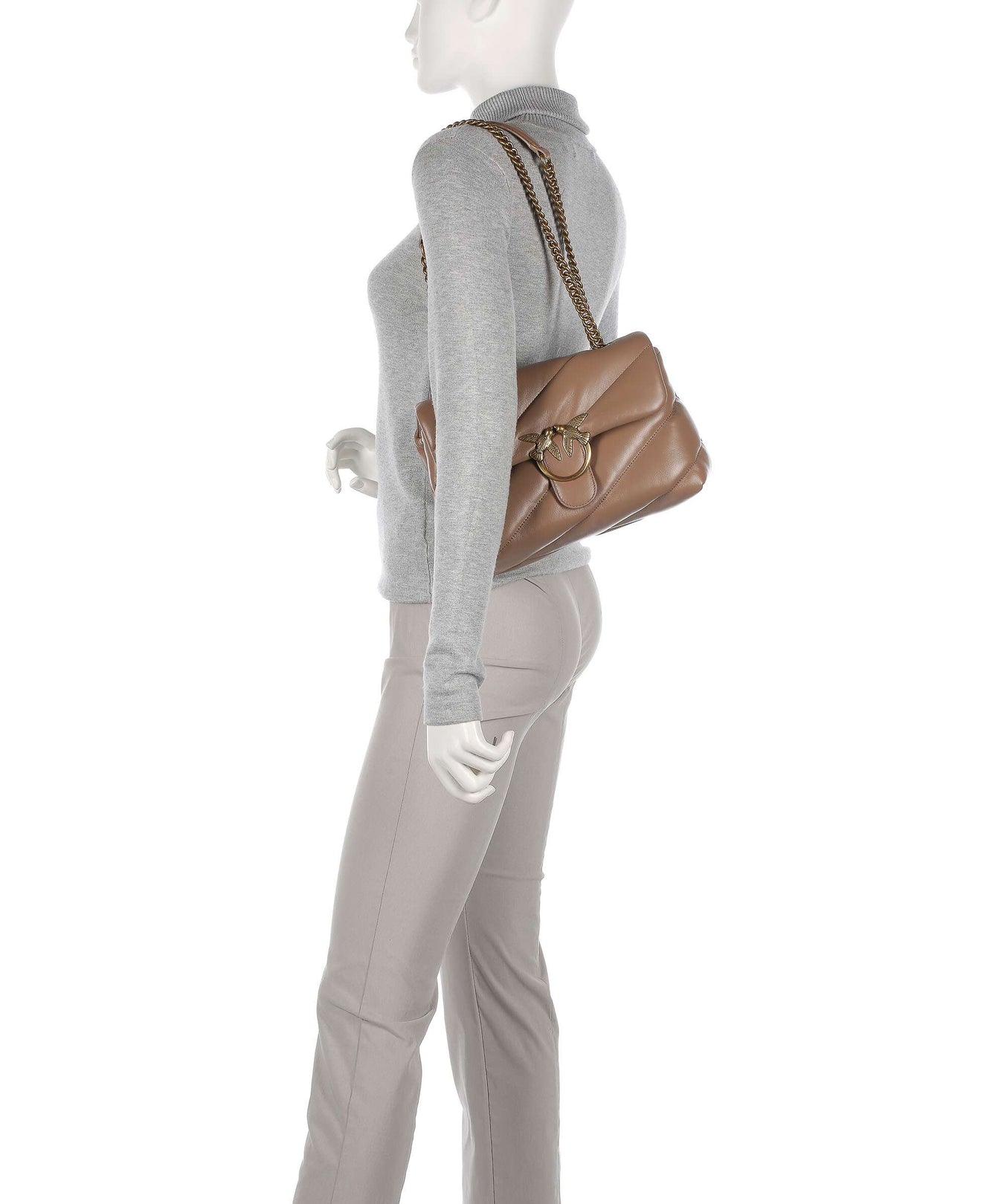 Pinko Love Puff Classic Shoulder bag biscotto zenzero/antique gold