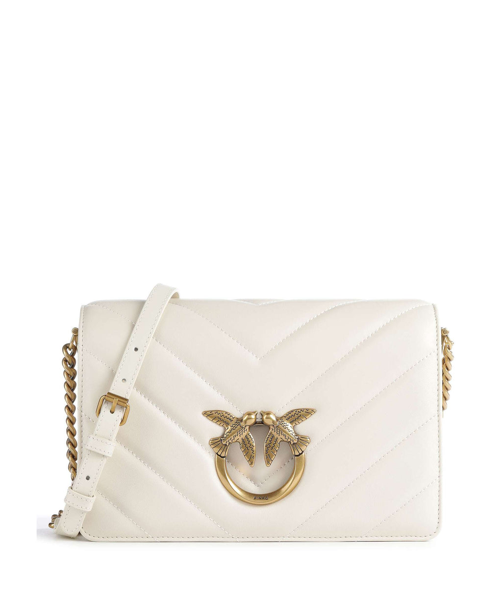 Pinko Love Click Classic Crossbody bag bianco seta/antique gold