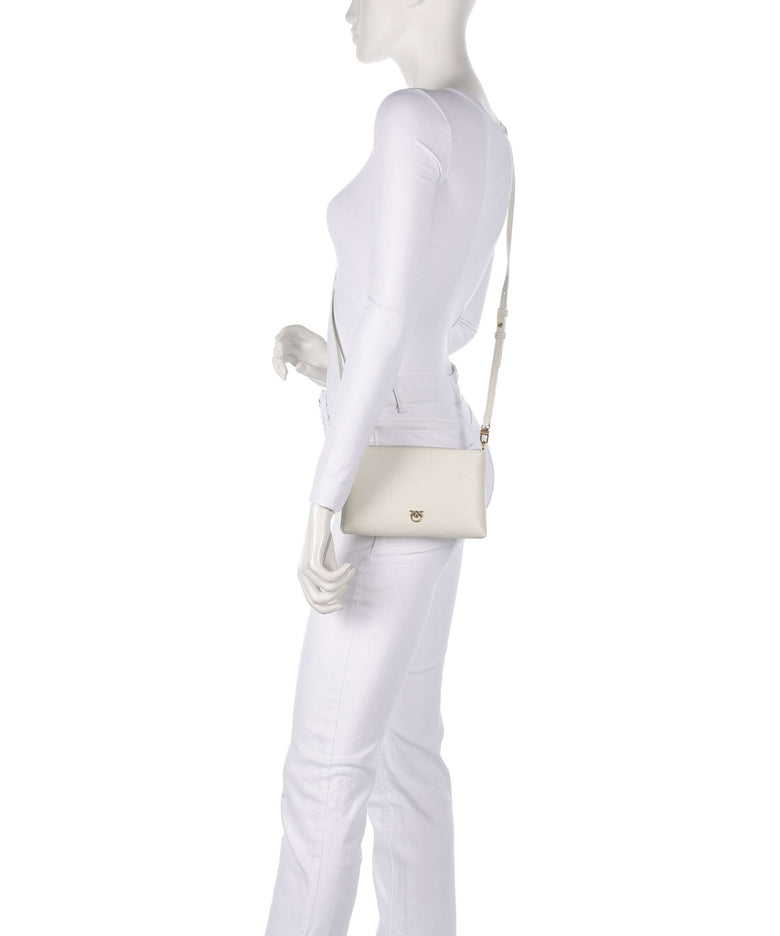 Pinko Flat Mini Crossbody bag bianco seta/antique gold