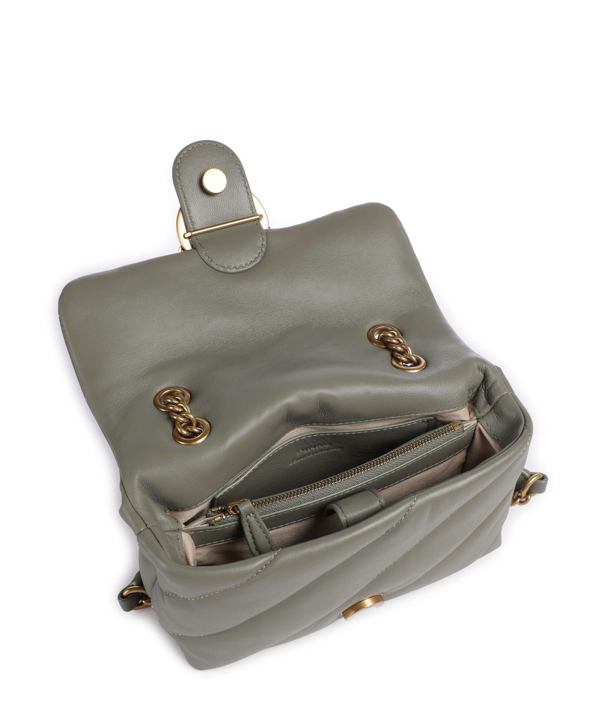 Pinko Love Puff Mini Shoulder bag verde vertiver/antique gold