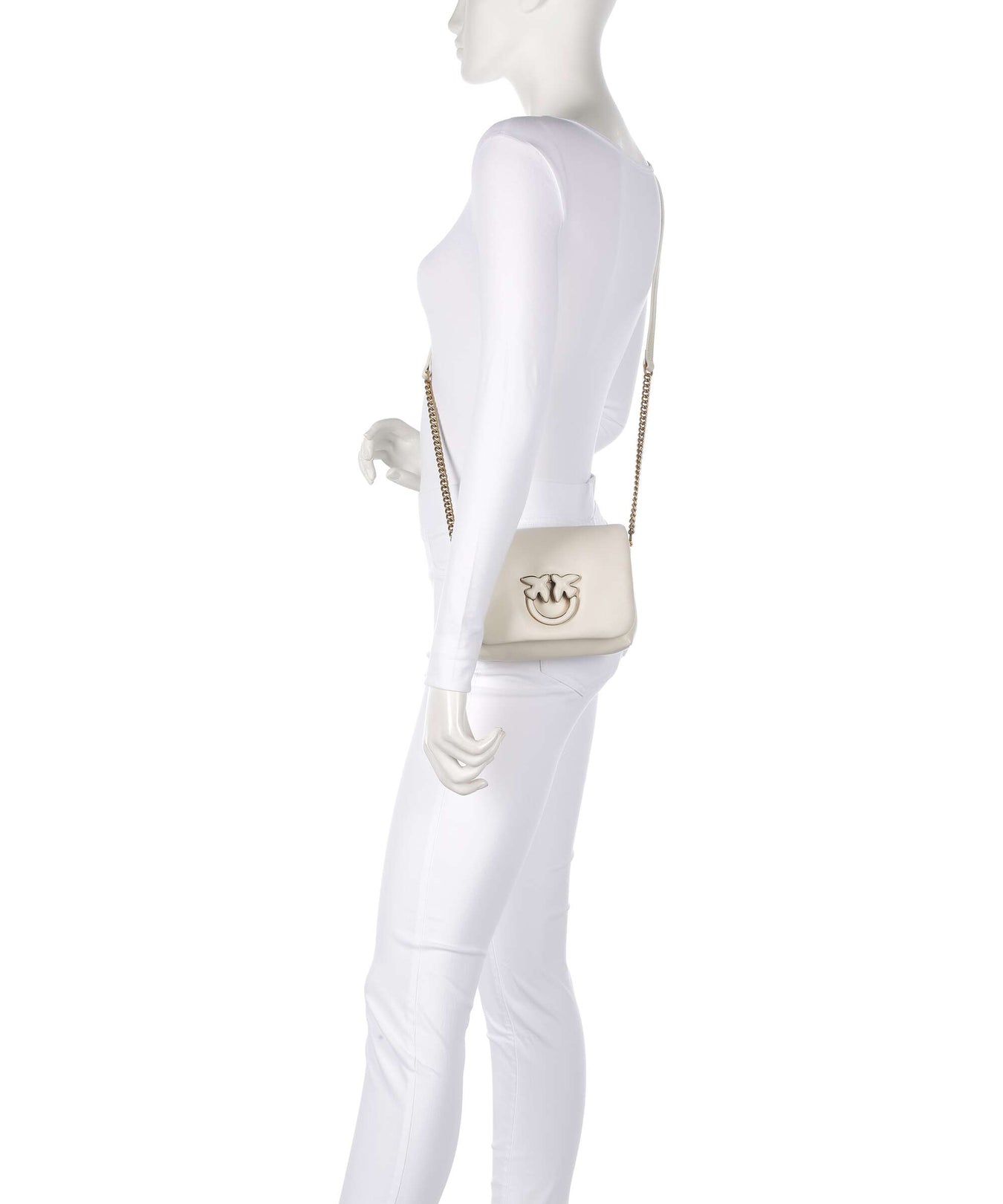 Pinko Love Click Puff Baby Crossbody bag bianco seta/antique gold