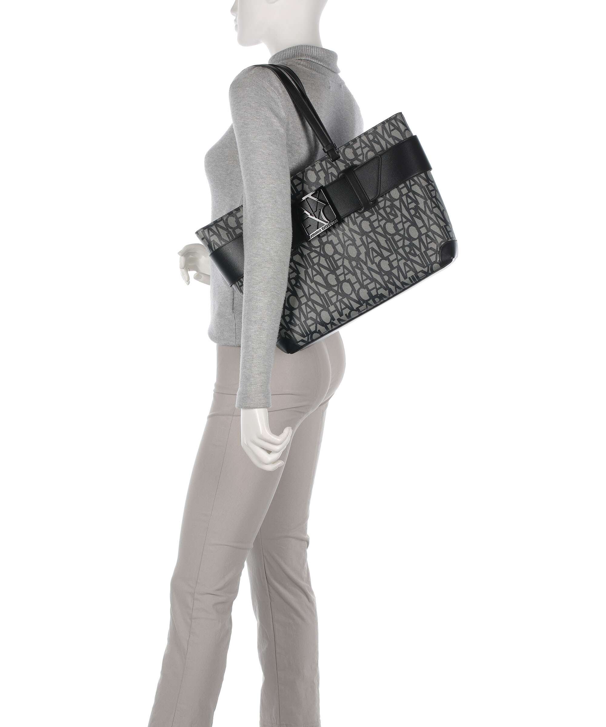 Armani Exchange Susy M Tote bag beige/navy stripes