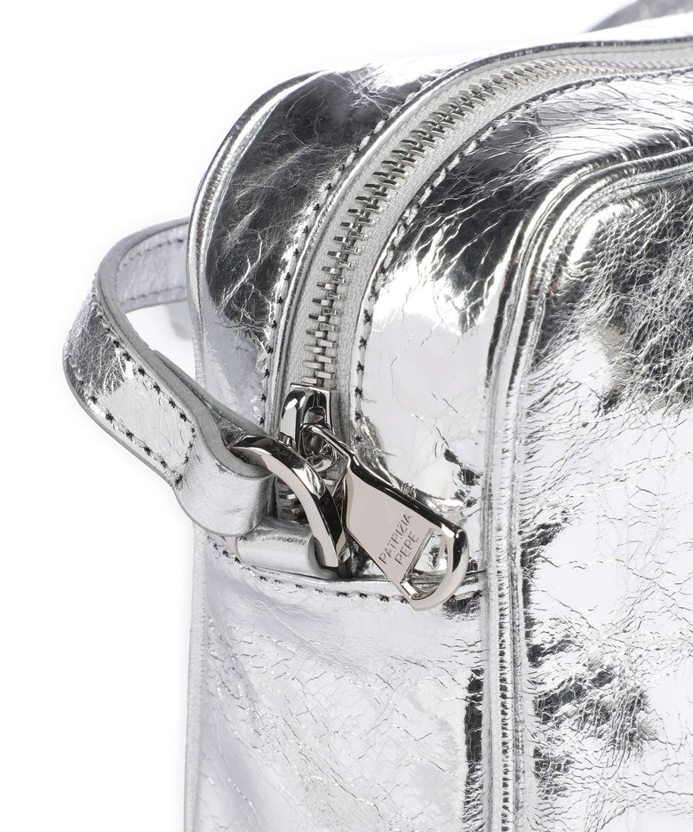 Patrizia Pepe Crossbody bag craquele silver