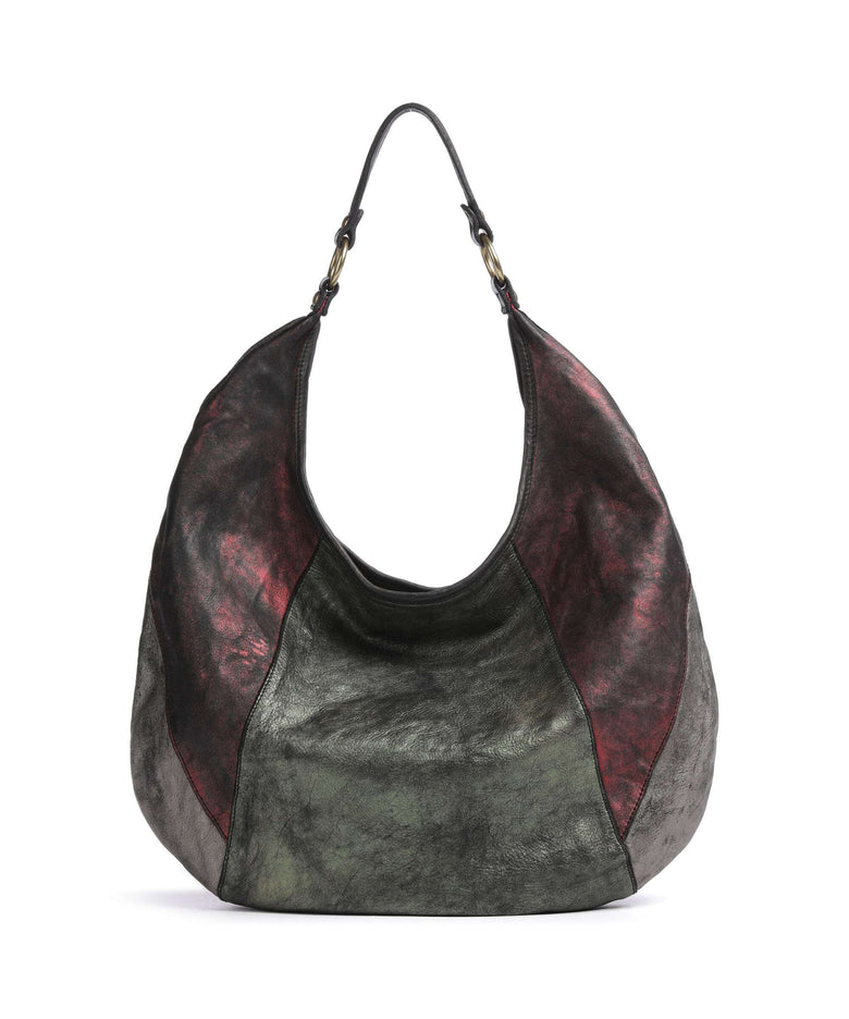 Campomaggi Hobo bag military/red/dark grey