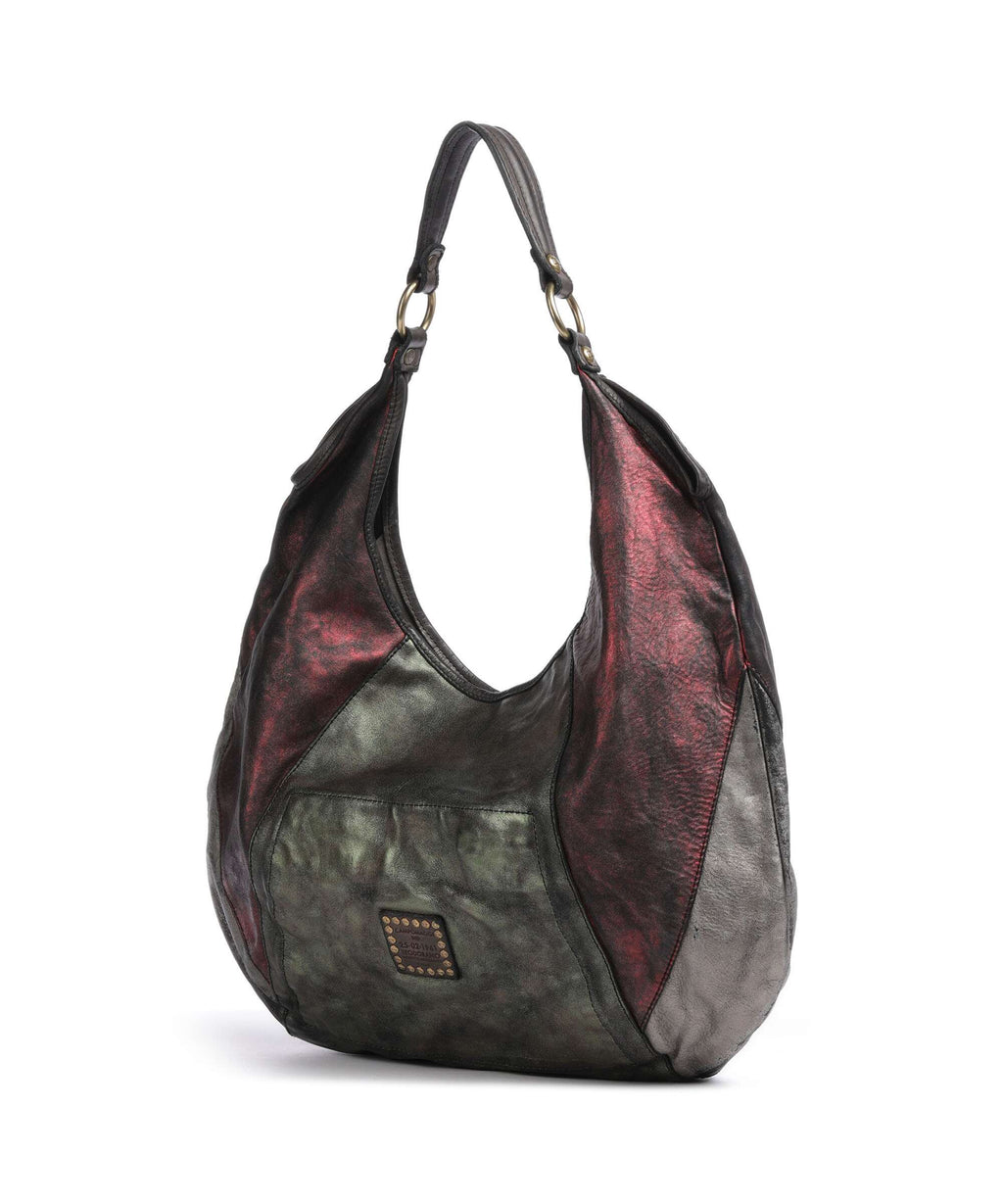 Campomaggi Hobo bag military/red/dark grey