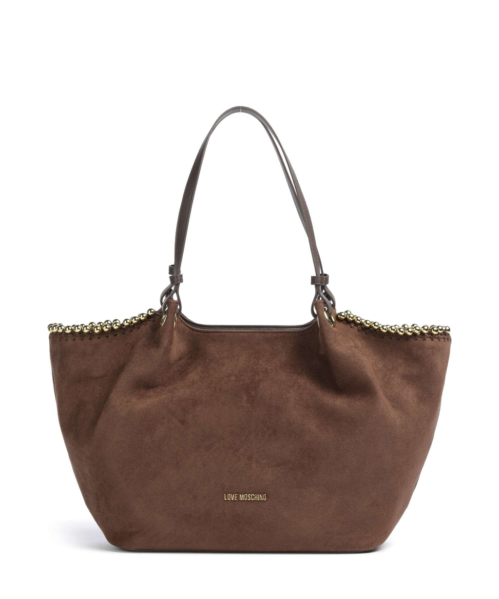 Love Moschino Gold Bead Tote bag cioccolato