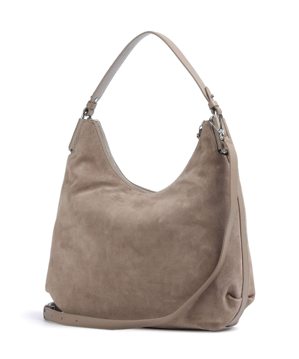 Coccinelle Rebekka Suede Hobo bag warm taupe