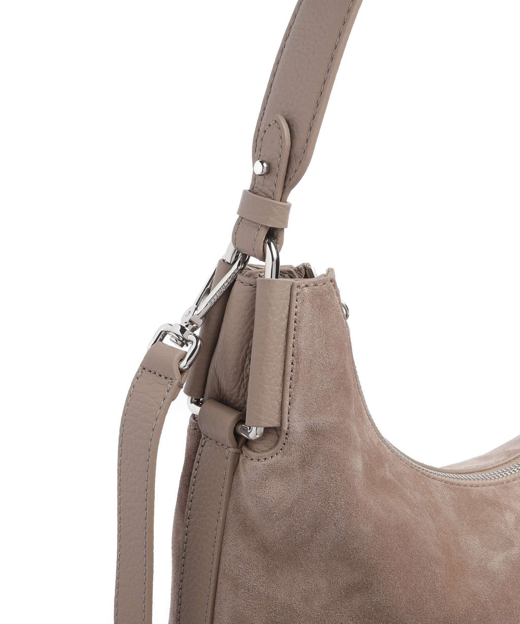 Coccinelle Rebekka Suede Hobo bag warm taupe