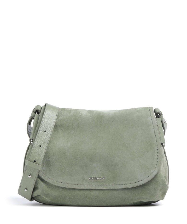 Coccinelle Rebekka Suede Shoulder bag greenery