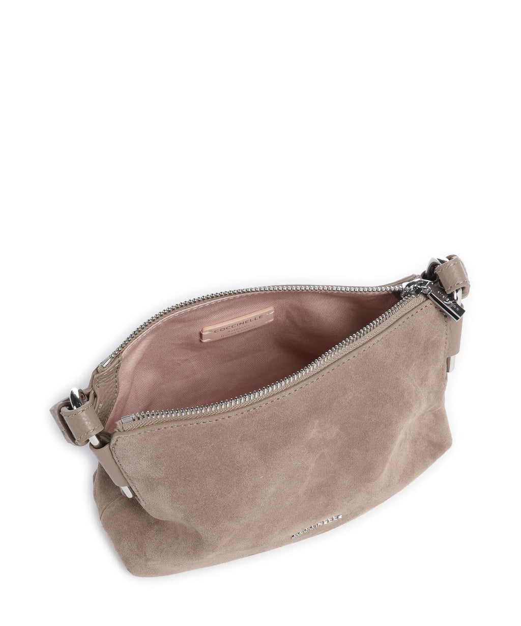 Coccinelle Rebekka Suede Shoulder bag warm taupe