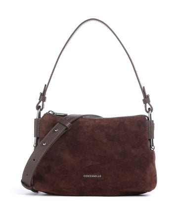 Coccinelle Rebekka Suede Sac porté épaule brunette