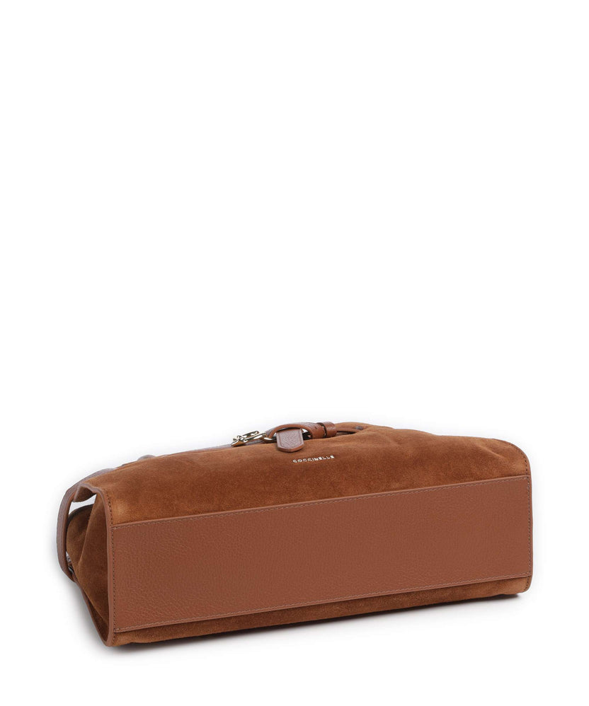 Coccinelle Sabine Suede Handbag cognac
