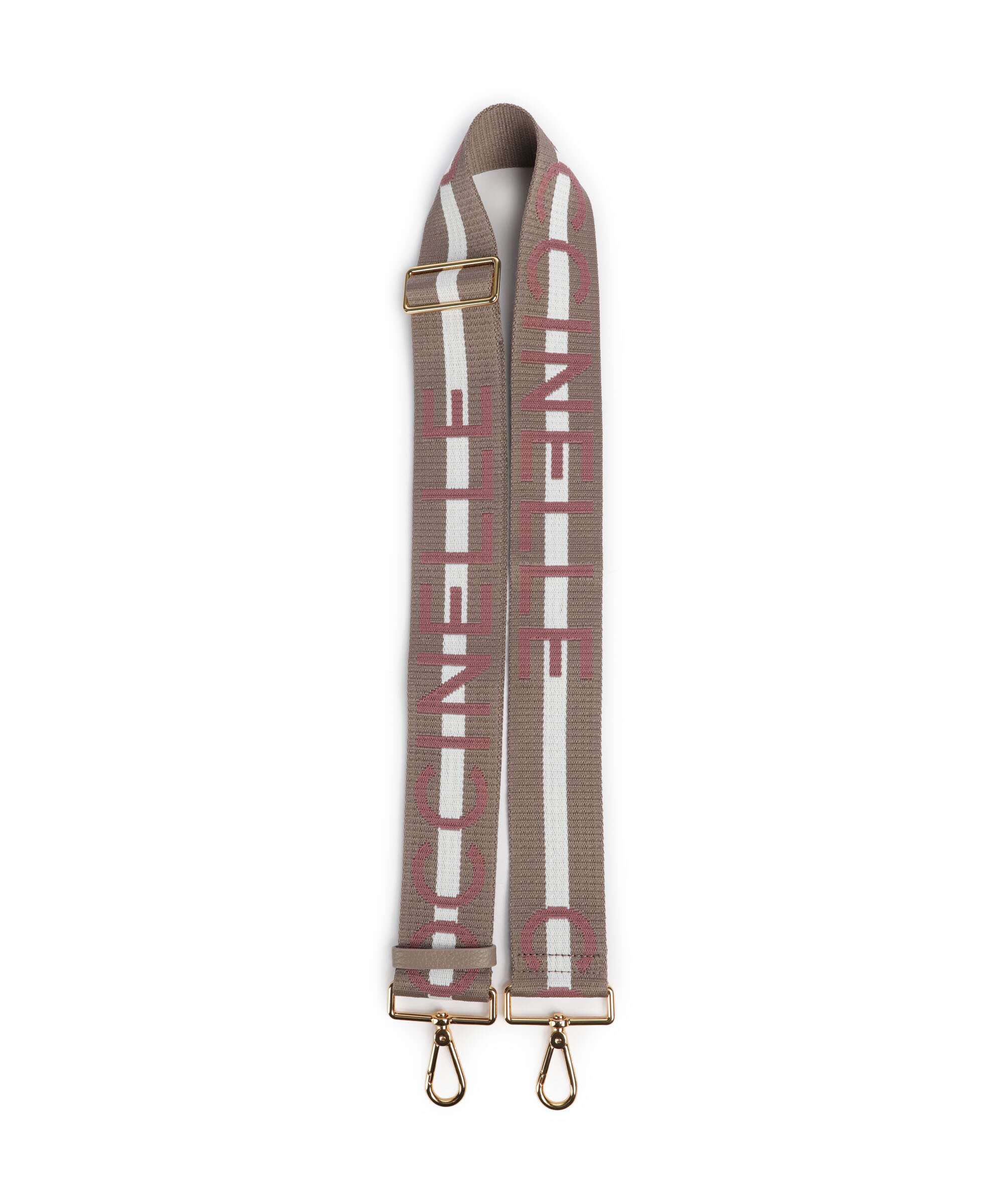 Coccinelle Nastro Signature Bag strap multi new warm taupe